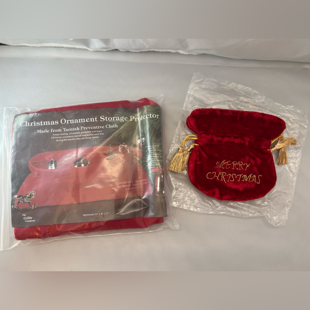 Red Velvet Christmas Ornament Storage Bag